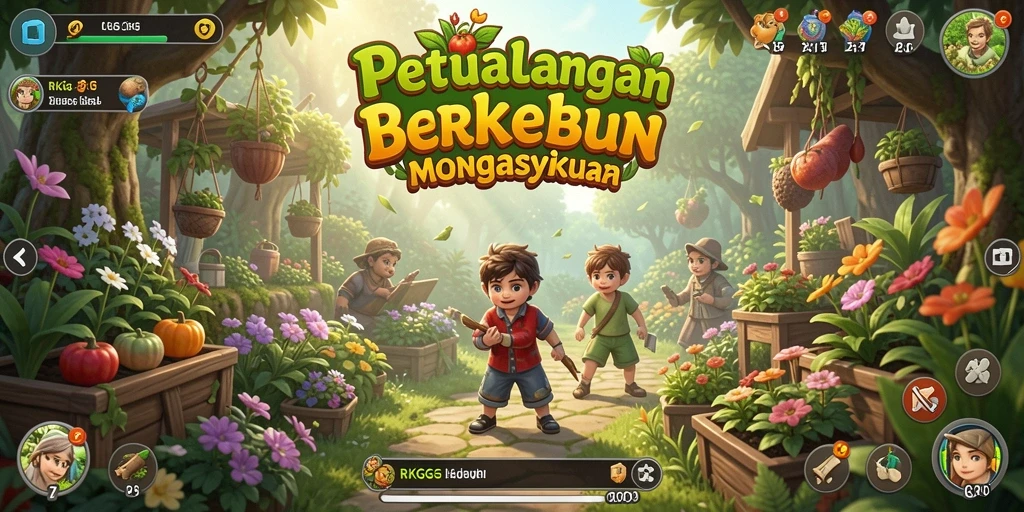 Tampilan gameplay RKGG saat menanam berbagai jenis tanaman.