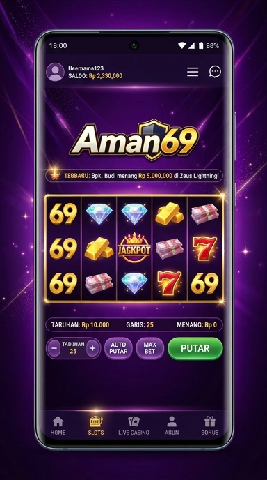 Screenshot aplikasi aman69 dengan berbagai pilihan aplikasi.